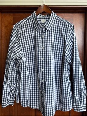 L.L. Bean Women’s Navy and White Gingham Blouse